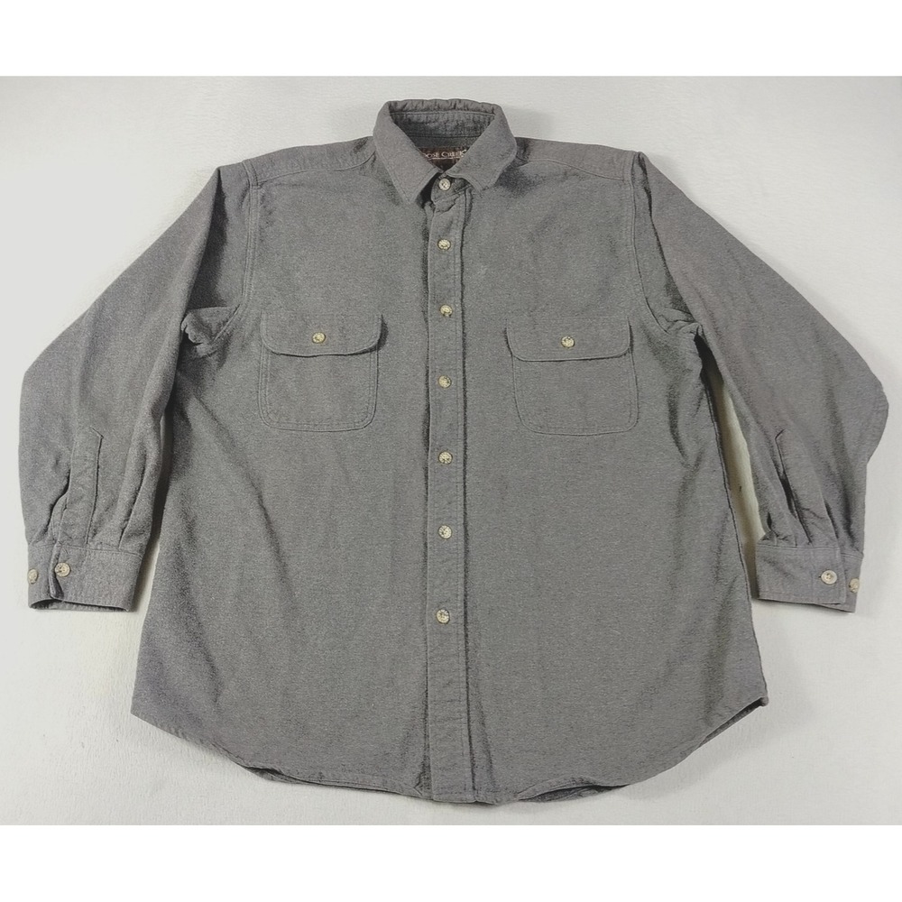 Moose Creek Shirt Mens Large Gray Flannel Long Sleeve Outdoor Workwear Cabincore